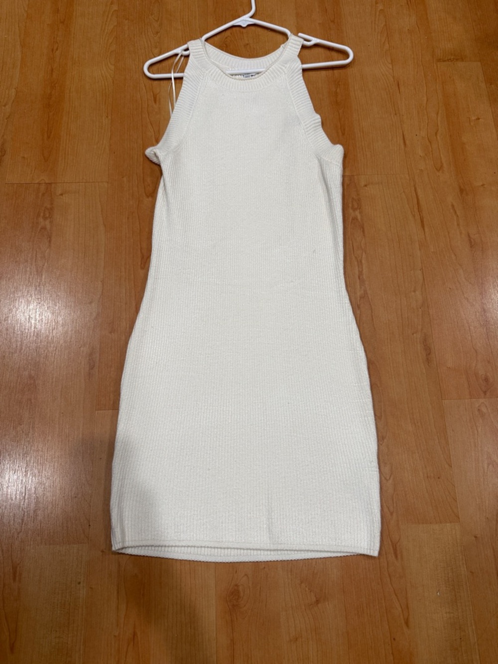 Guess Cream Ribbed Knit Mini Dress